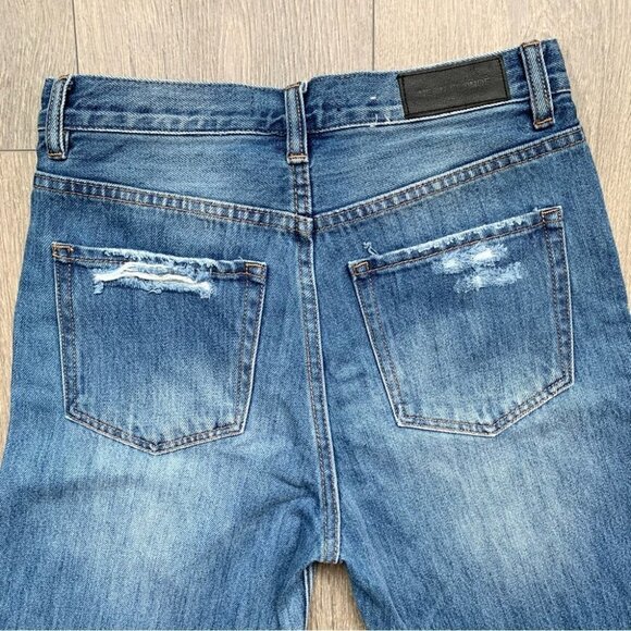 Free People Neon Blonde Siren High Rise Tapered Jeans Straight leg Distressed - Picture 11 of 13